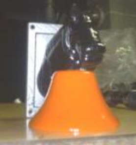Cast iron doorbell in Ink Black, Hemi Orange and Alien Silver