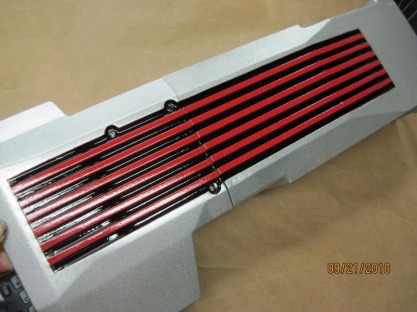 Custom Jeep intake plenum in Alien Silver, Flag Red and Ink Black