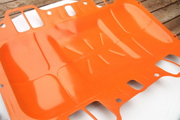Big block Mopar valley pan in Hemi Orange