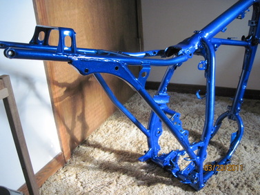 Billy's personal 1990 Honda XR200 frame in Blue Odyssey over Super Chrome