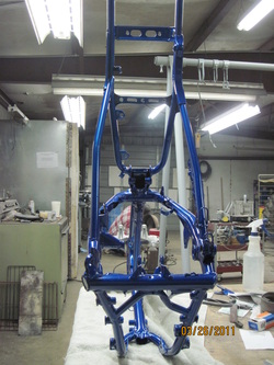 Honda XR200 frame in Blue Odyssey over Super Chrome