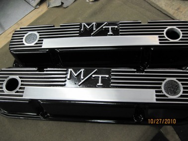 Custom big block Mopar Mickey Thompson valve covers in Ink Black