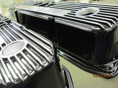 Custom big block Mopar Mickey Thompson valve covers in Ink Black