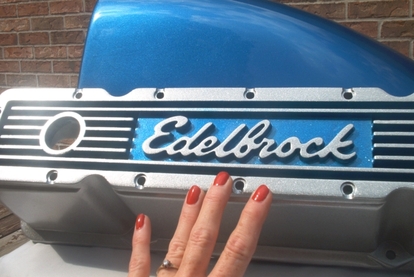 Valve covers matched to hood scoop ... Blue Odyssey and Alien Silver