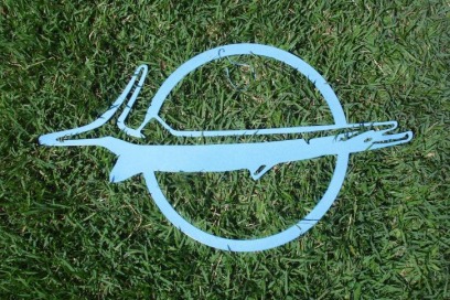 Barracuda emblem sign in a custom mix to match Mike's interior