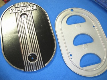 Rare Mopar Tri-Power air cleaner in Desert Nite Black and Silver Glaze