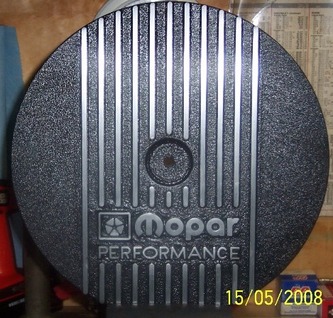 Mopar Performance air cleaner lid in Wetstone Black (wrinkle)
